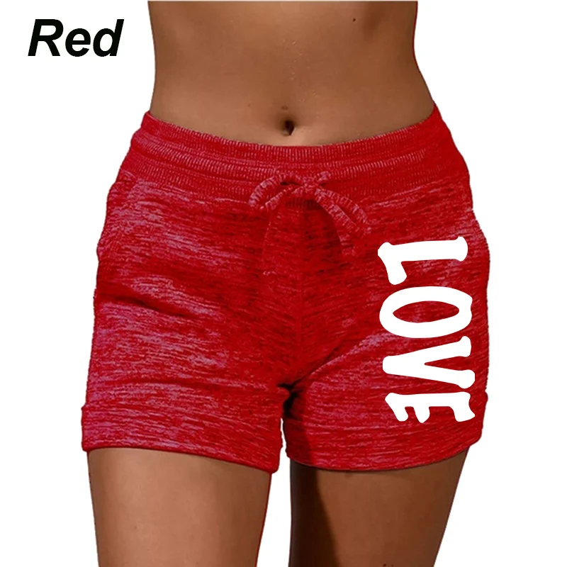 Summer Shorts Women's Love Printed Quick Drying Shorts YOGA SHORTS Women's Leisure Sports Fitness Shorts High Waist Drawstring