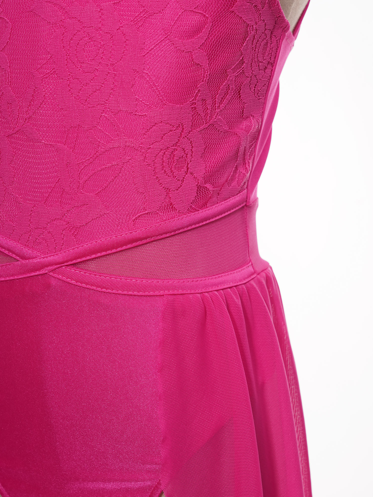 Kids Girls Sleeveless Ballet Dance Dress Lace Floral Mesh Skirted Leotard Gymnastics Modern Contemporary Lyrical Dance Clothes