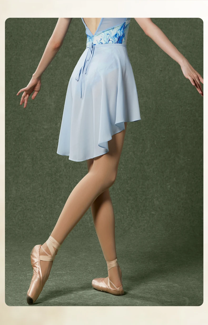 Ballet Dance Skirt Lace-Up One-Piece Skirt Dance Student Art Test Body Lotus Leaf Gauze Skirt Chiffon Skirt Tights Teacher Skirt