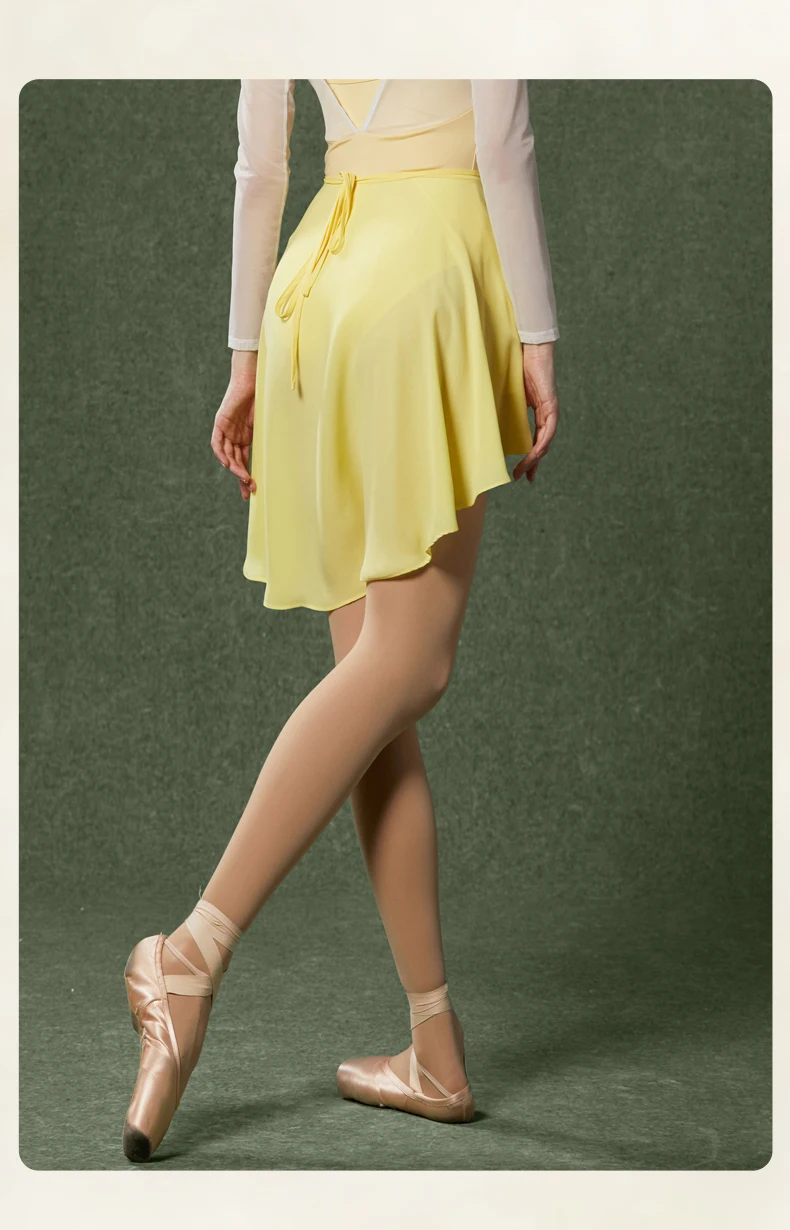 Ballet Dance Skirt Lace-Up One-Piece Skirt Dance Student Art Test Body Lotus Leaf Gauze Skirt Chiffon Skirt Tights Teacher Skirt