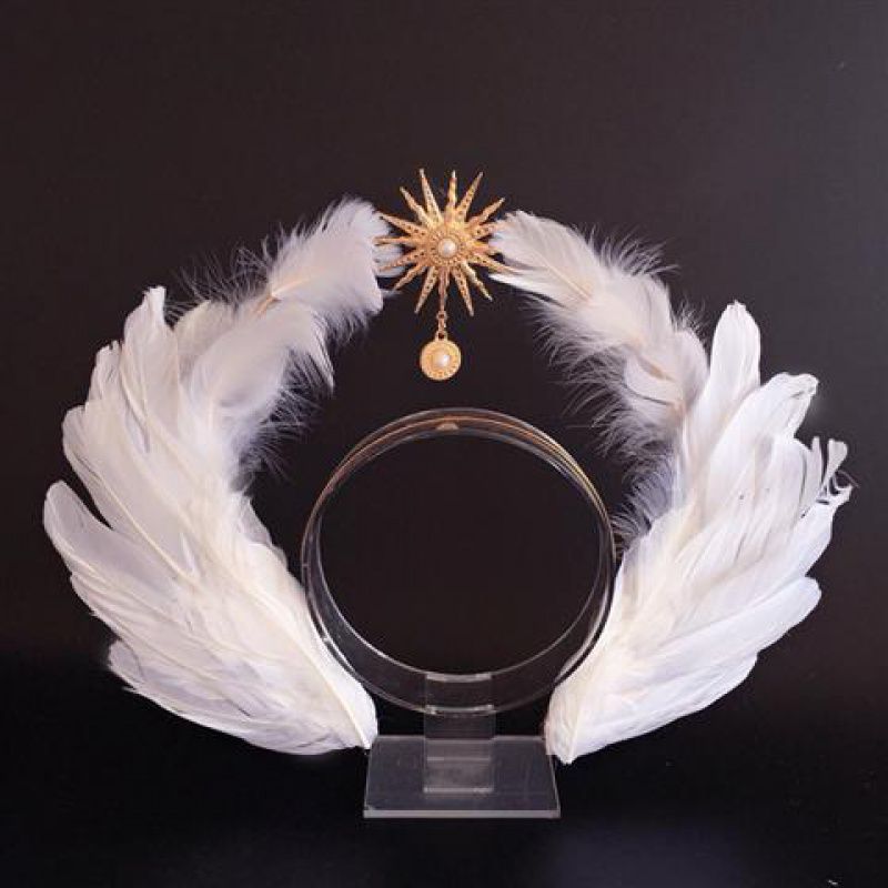 Angel Feather Wings Gothic Lolita Virgin Halo Crown Headband Vintage Church Mary Baroque Tiara Cosplay Kawaii Accessories