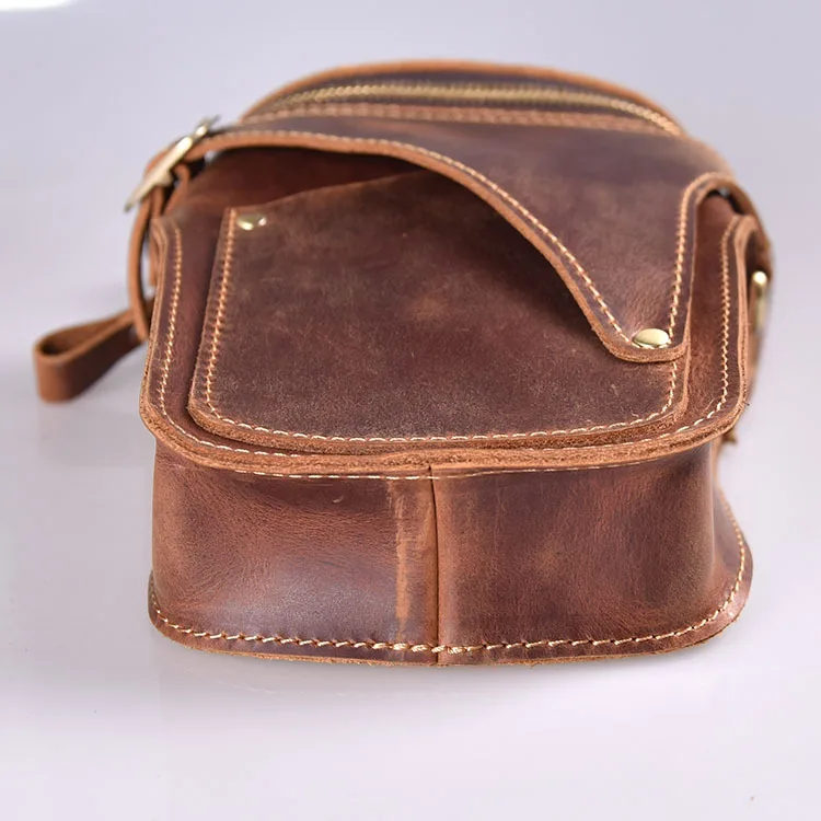 Motorcycle Bag For Men Genuine Leather Hip Belt Bag Men's Crazy Horse Waist Pack Male Hip Fanny Packs Bag Men's Phone Pouch