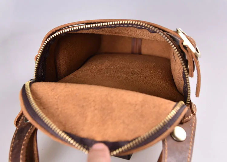Motorcycle Bag For Men Genuine Leather Hip Belt Bag Men's Crazy Horse Waist Pack Male Hip Fanny Packs Bag Men's Phone Pouch