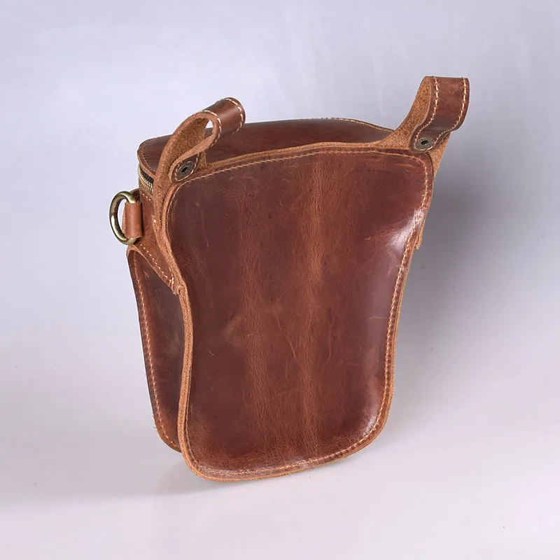 Motorcycle Bag For Men Genuine Leather Hip Belt Bag Men's Crazy Horse Waist Pack Male Hip Fanny Packs Bag Men's Phone Pouch