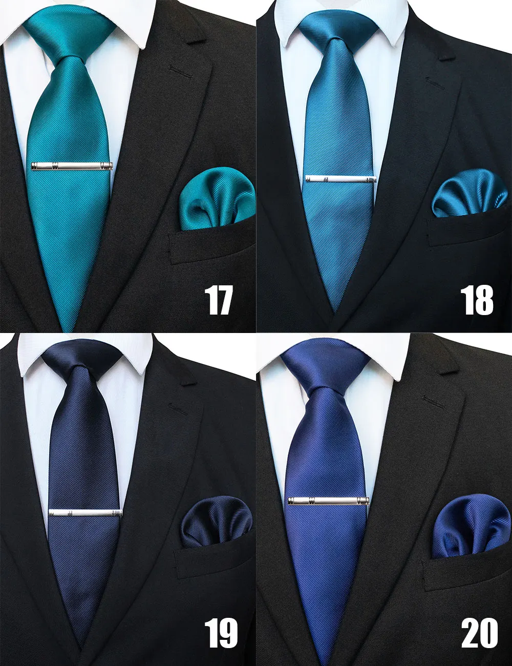 EASTEPIC 8 cm Classic Grey Twill Ties for Men in Business Suits Necktie Set Clip Handkerchief Men's Accessory Wedding Party