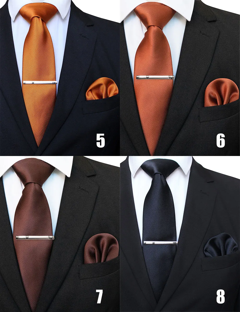 EASTEPIC 8 cm Classic Grey Twill Ties for Men in Business Suits Necktie Set Clip Handkerchief Men's Accessory Wedding Party