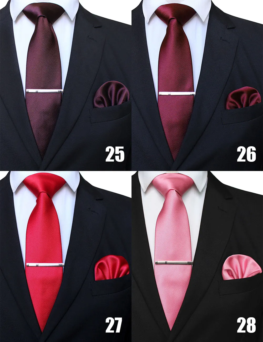 EASTEPIC 8 cm Classic Grey Twill Ties for Men in Business Suits Necktie Set Clip Handkerchief Men's Accessory Wedding Party