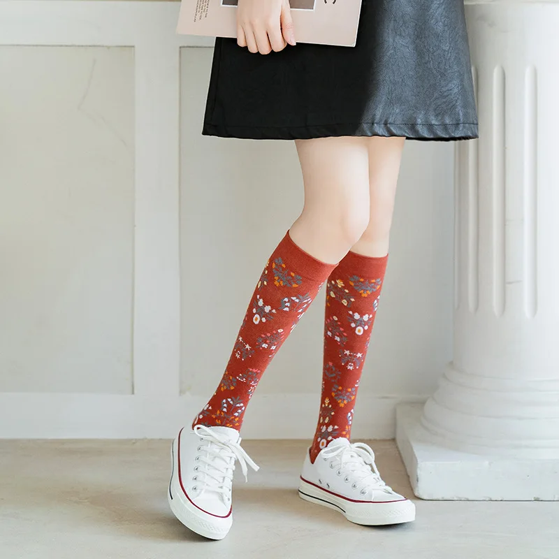 Cotton Retro Style Oil Painting Abstract Leg Medias Long Socks Women Over KneeThigh High Stockings Ladies Girls Warm Knee Socks
