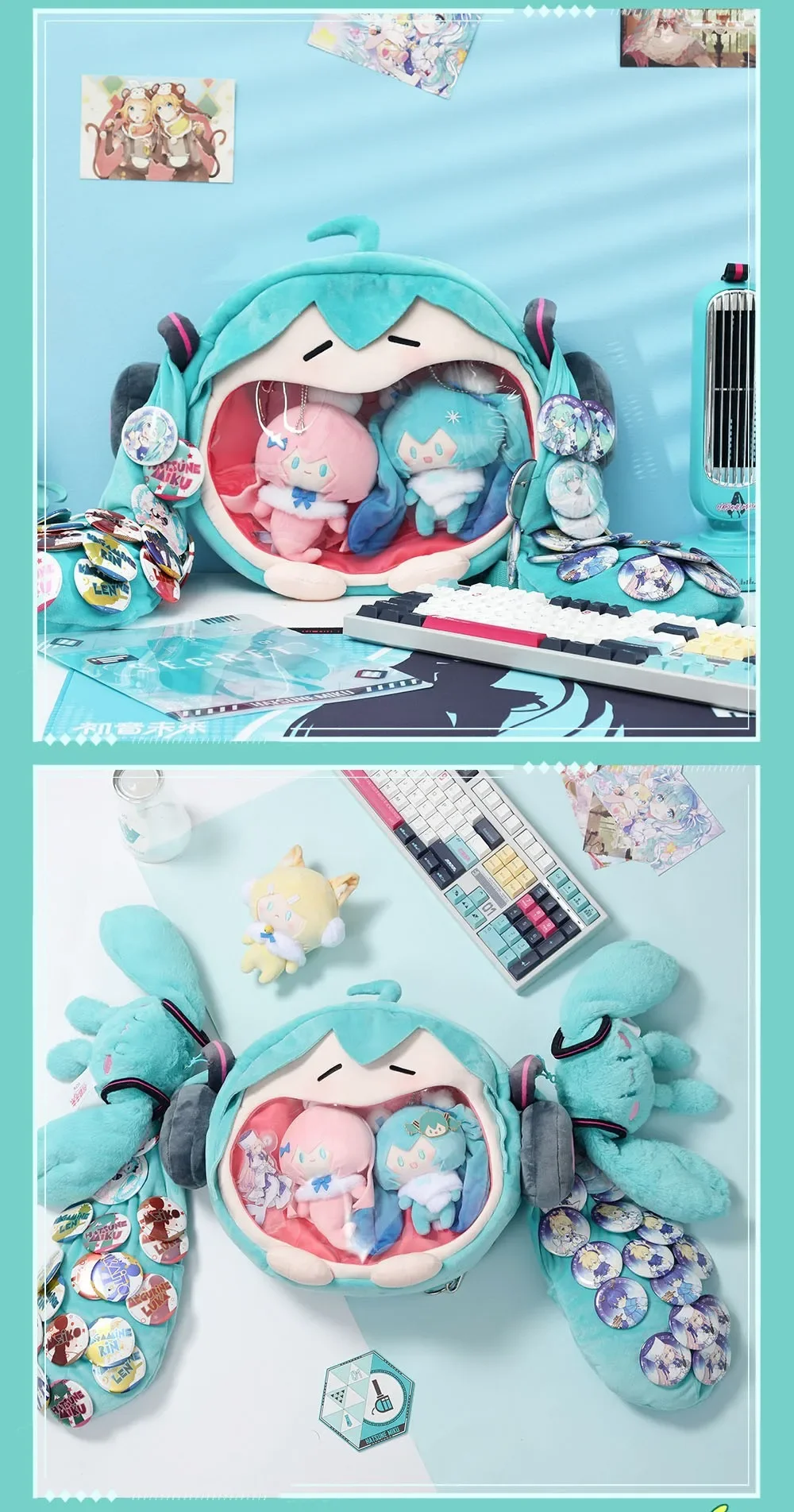 Official Anime Miku Itabag Cosplay Hatsune Ita Bag Plush Backpack Women DIY Bag School Student Men Velvet Crossbody Shoulder Bag
