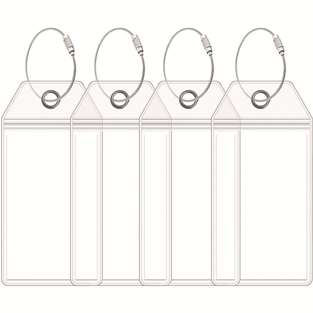 Travel Luggage Cruise Tags Holder Pouch Resealable Waterproof Clear Ship Ticket Card Sleeve Keyring with Steel Wire Cable Loop