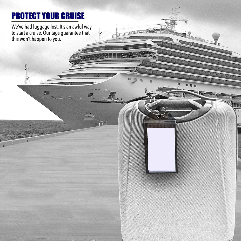 Travel Luggage Cruise Tags Holder Pouch Resealable Waterproof Clear Ship Ticket Card Sleeve Keyring with Steel Wire Cable Loop