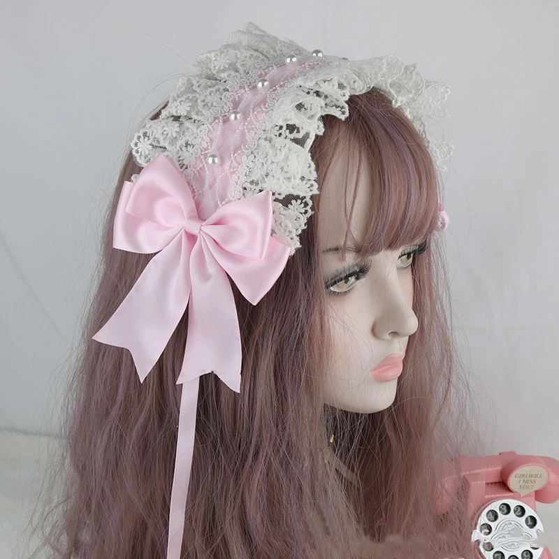 Cosplay Anime Lolita Kawaii Cat Ears Lace Bow Headband KC Hair Band Anime Cute Girl Maid Headdress Hair Accessories Head Wrap