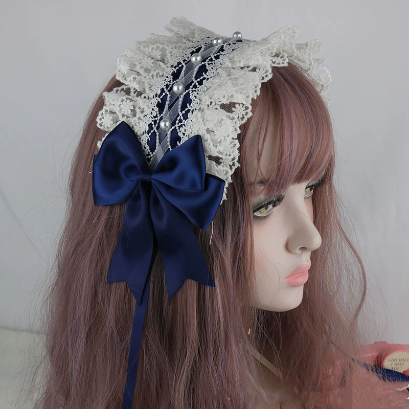 Cosplay Anime Lolita Kawaii Cat Ears Lace Bow Headband KC Hair Band Anime Cute Girl Maid Headdress Hair Accessories Head Wrap