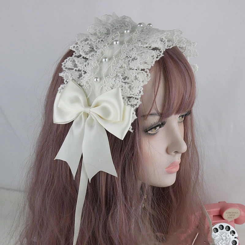 Cosplay Anime Lolita Kawaii Cat Ears Lace Bow Headband KC Hair Band Anime Cute Girl Maid Headdress Hair Accessories Head Wrap
