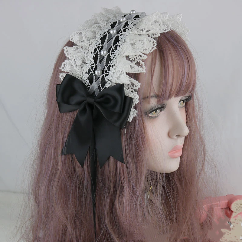 Cosplay Anime Lolita Kawaii Cat Ears Lace Bow Headband KC Hair Band Anime Cute Girl Maid Headdress Hair Accessories Head Wrap