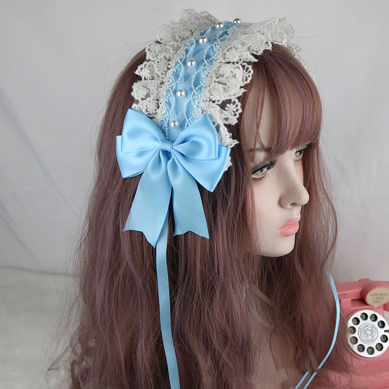 Cosplay Anime Lolita Kawaii Cat Ears Lace Bow Headband KC Hair Band Anime Cute Girl Maid Headdress Hair Accessories Head Wrap