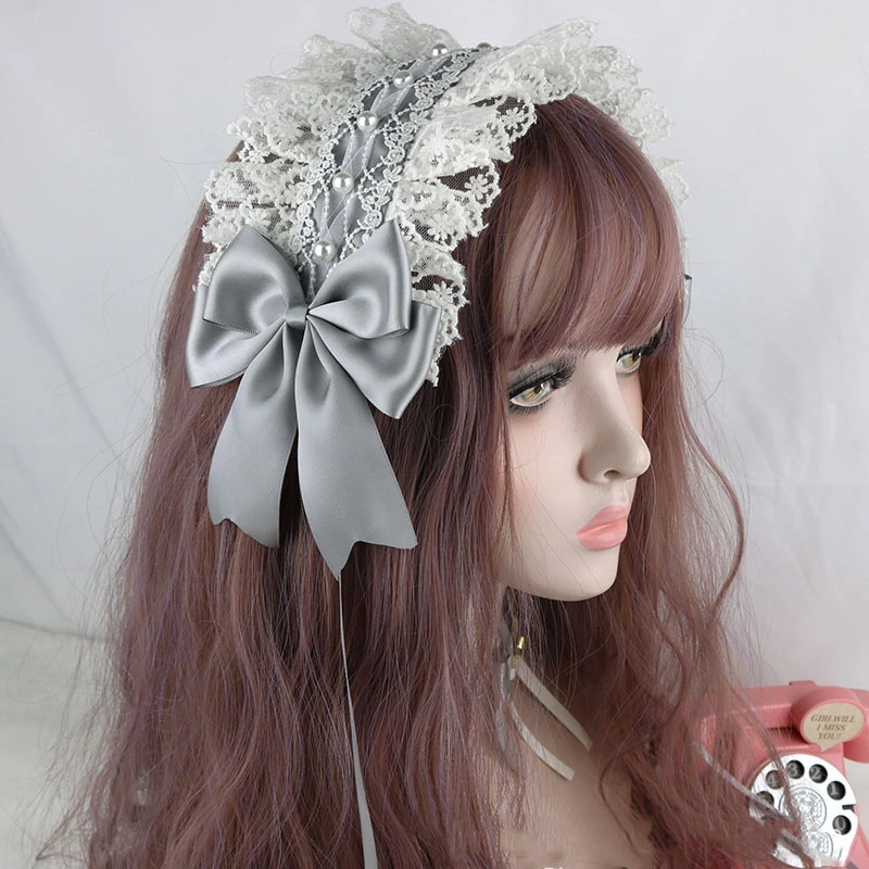 Cosplay Anime Lolita Kawaii Cat Ears Lace Bow Headband KC Hair Band Anime Cute Girl Maid Headdress Hair Accessories Head Wrap