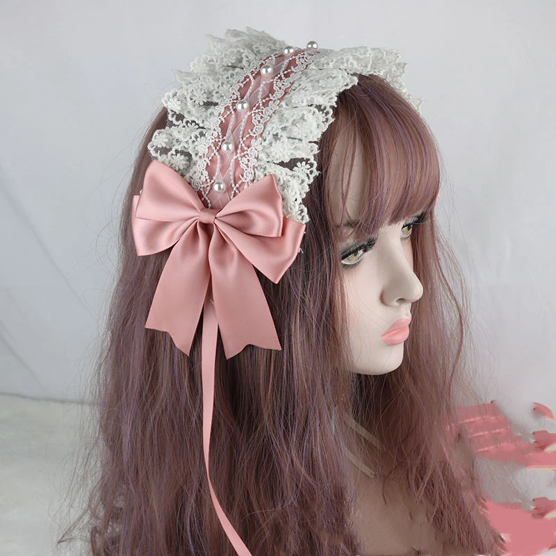 Cosplay Anime Lolita Kawaii Cat Ears Lace Bow Headband KC Hair Band Anime Cute Girl Maid Headdress Hair Accessories Head Wrap