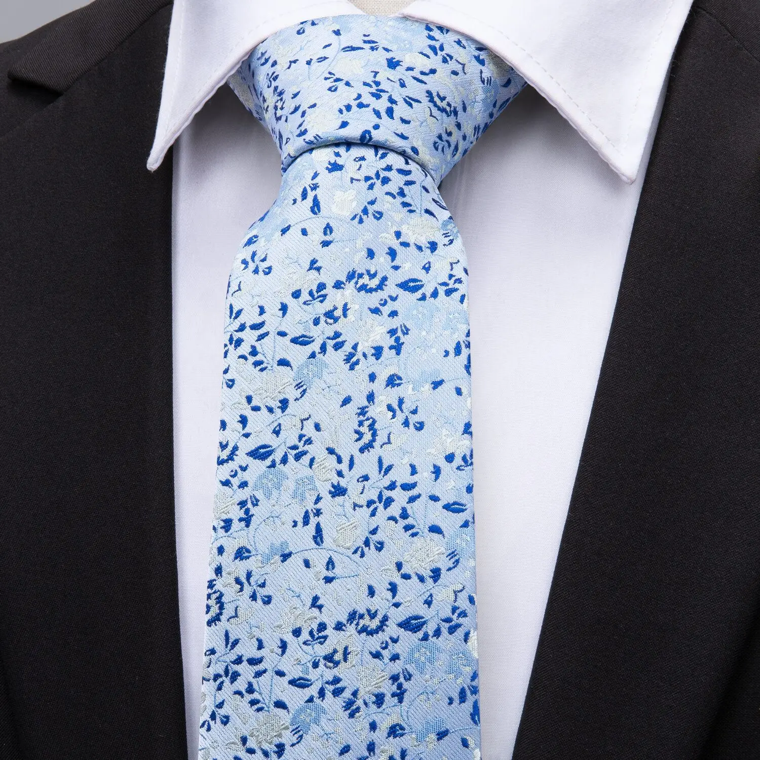 Red Print Men Tie Set Silk Jacquard Floral Wedding Business Necktie Handkerchief Cufflinks 30 Colours Luxury Gift Barry.Wang