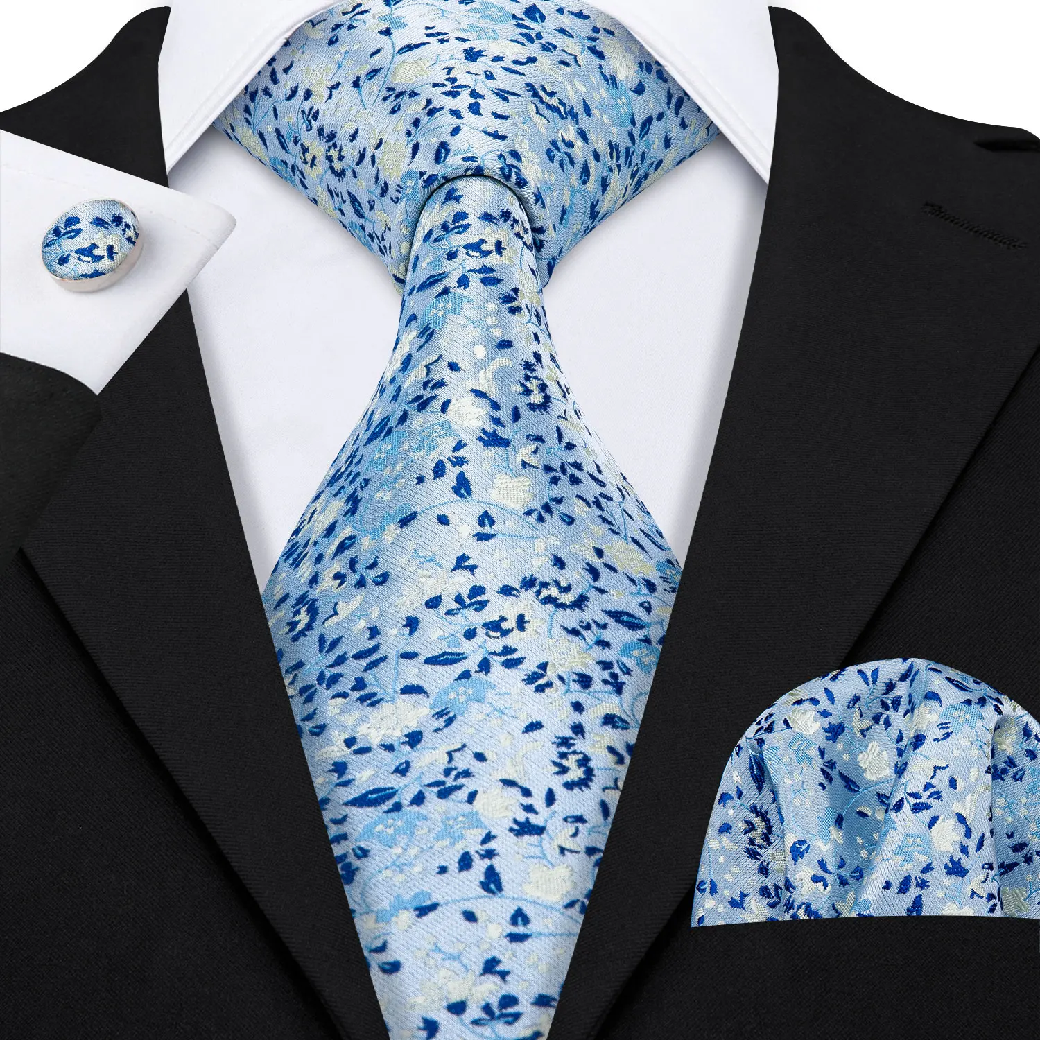 Red Print Men Tie Set Silk Jacquard Floral Wedding Business Necktie Handkerchief Cufflinks 30 Colours Luxury Gift Barry.Wang
