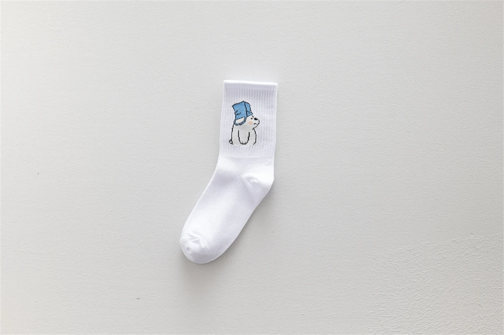 Ins New Autumn Cartoon Bear Panda Rabbit Cactus White Sports Women Soft Cotton Cute Winter Socks Kawaii Hipster Street Graffiti