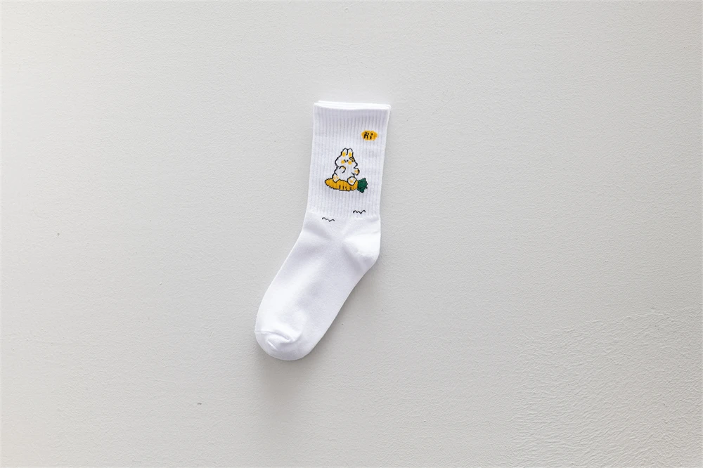 Ins New Autumn Cartoon Bear Panda Rabbit Cactus White Sports Women Soft Cotton Cute Winter Socks Kawaii Hipster Street Graffiti