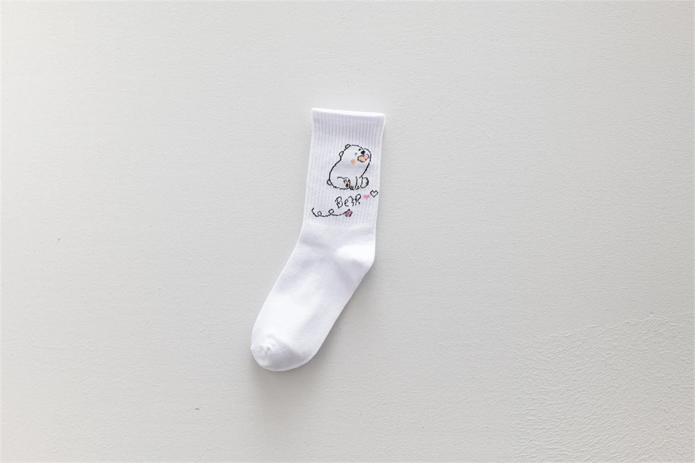 Ins New Autumn Cartoon Bear Panda Rabbit Cactus White Sports Women Soft Cotton Cute Winter Socks Kawaii Hipster Street Graffiti