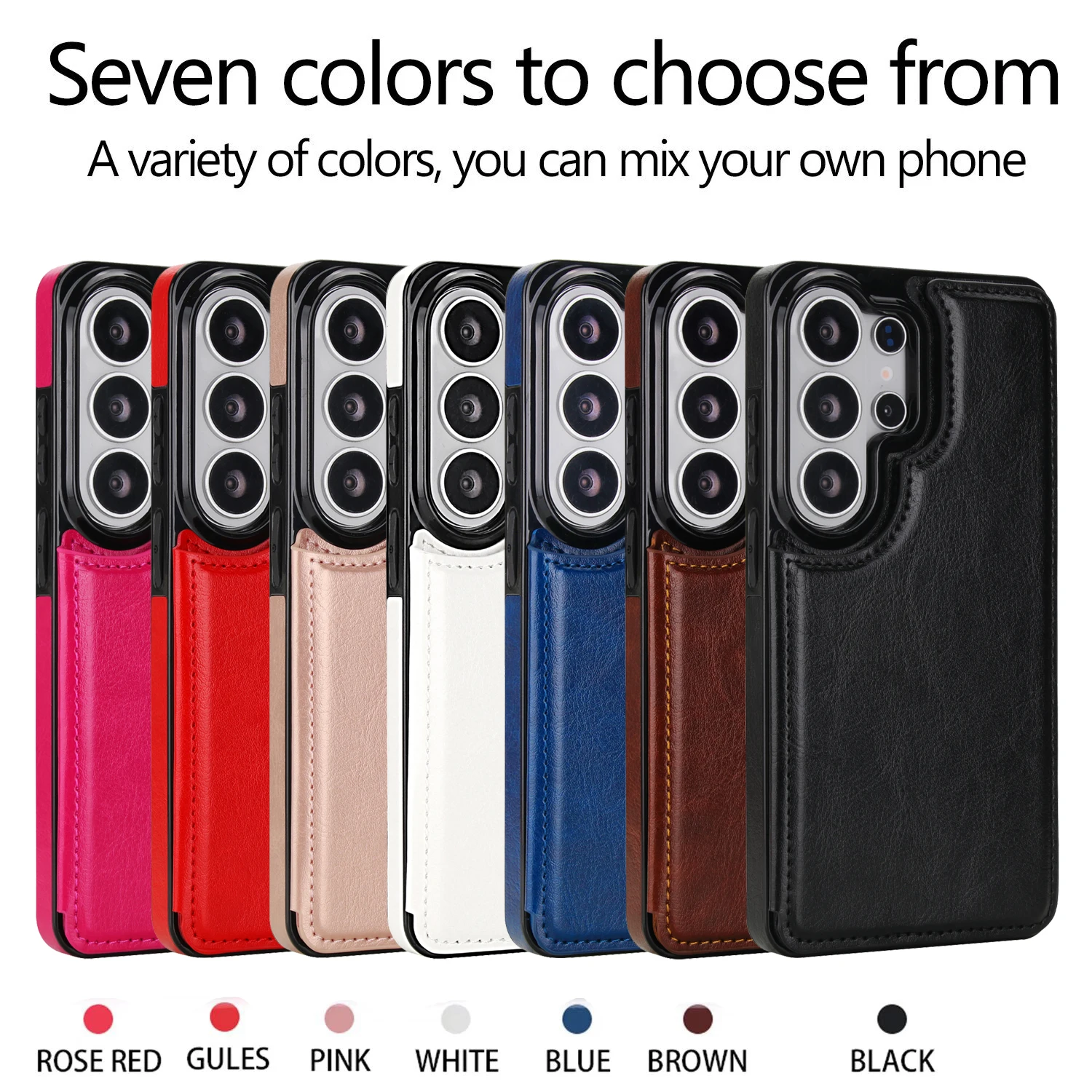 Wallet Double Button Flip Leather Case For Samsung Galaxy S26 Ultra S25 Edge S24 FE S23 A15 A16 A17 A26 A35 A36 A53 A54 A55 A56