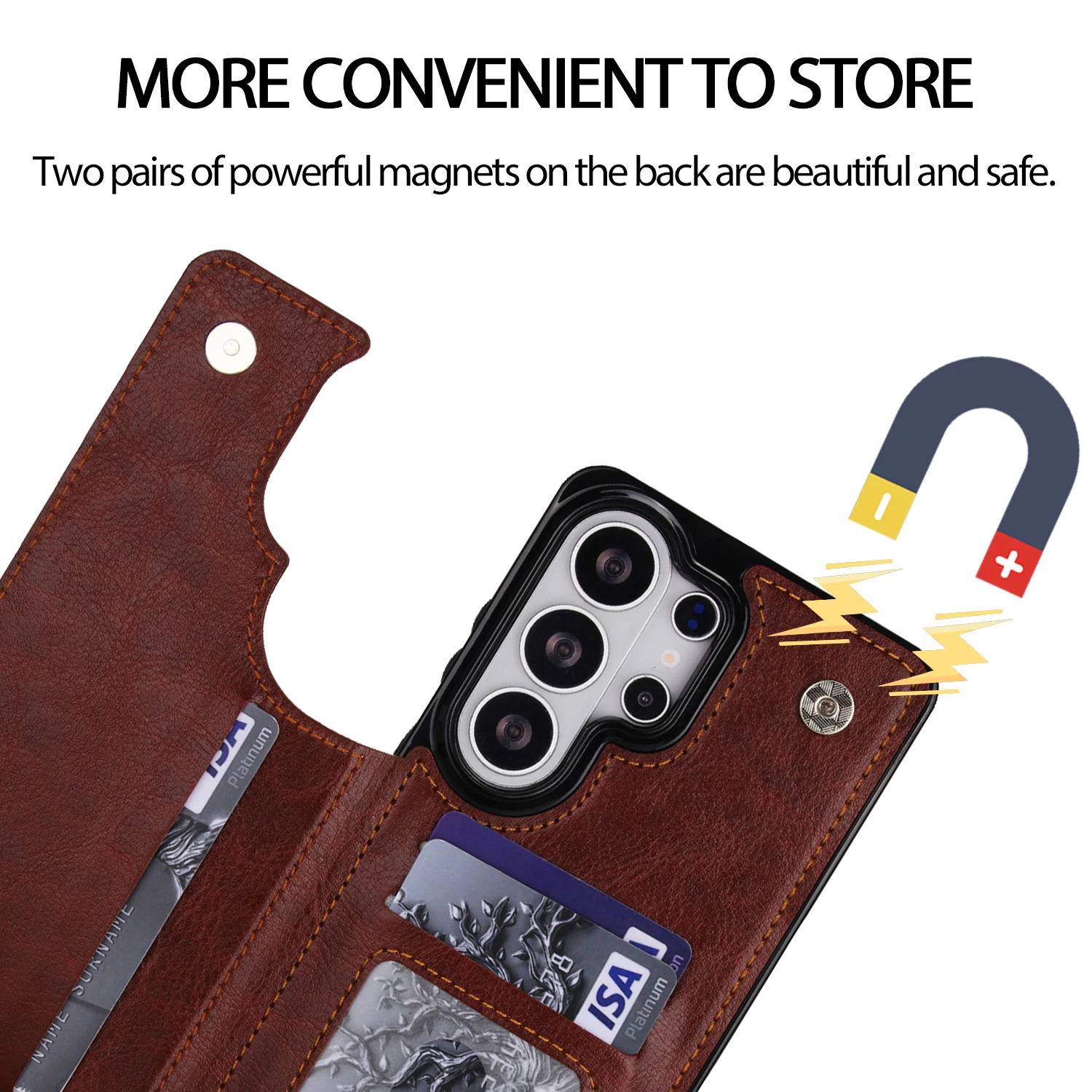 Wallet Double Button Flip Leather Case For Samsung Galaxy S26 Ultra S25 Edge S24 FE S23 A15 A16 A17 A26 A35 A36 A53 A54 A55 A56