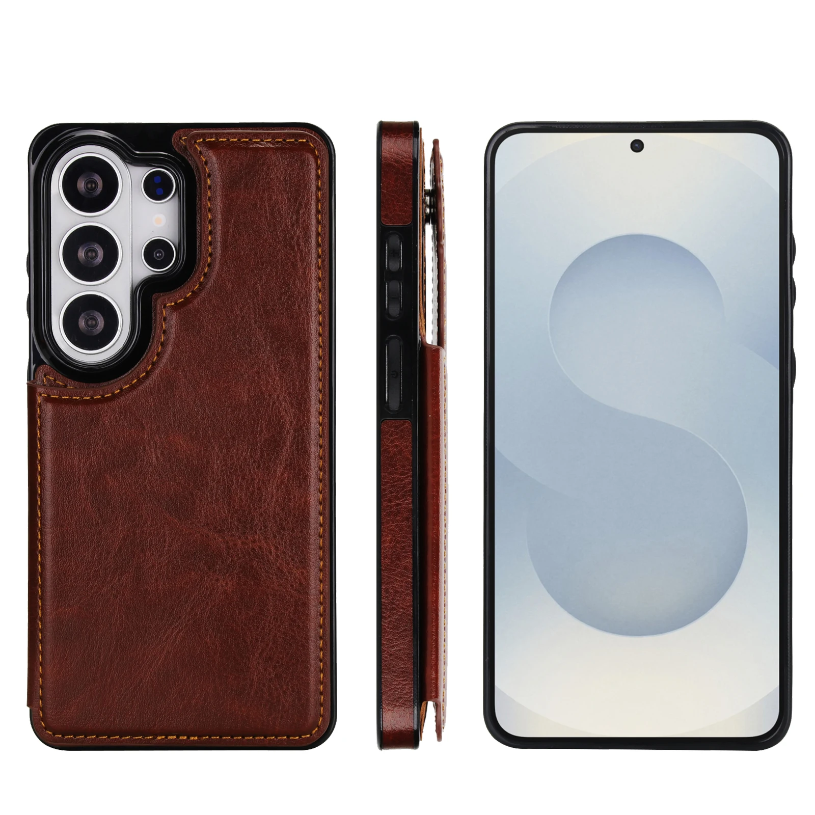 Wallet Double Button Flip Leather Case For Samsung Galaxy S26 Ultra S25 Edge S24 FE S23 A15 A16 A17 A26 A35 A36 A53 A54 A55 A56