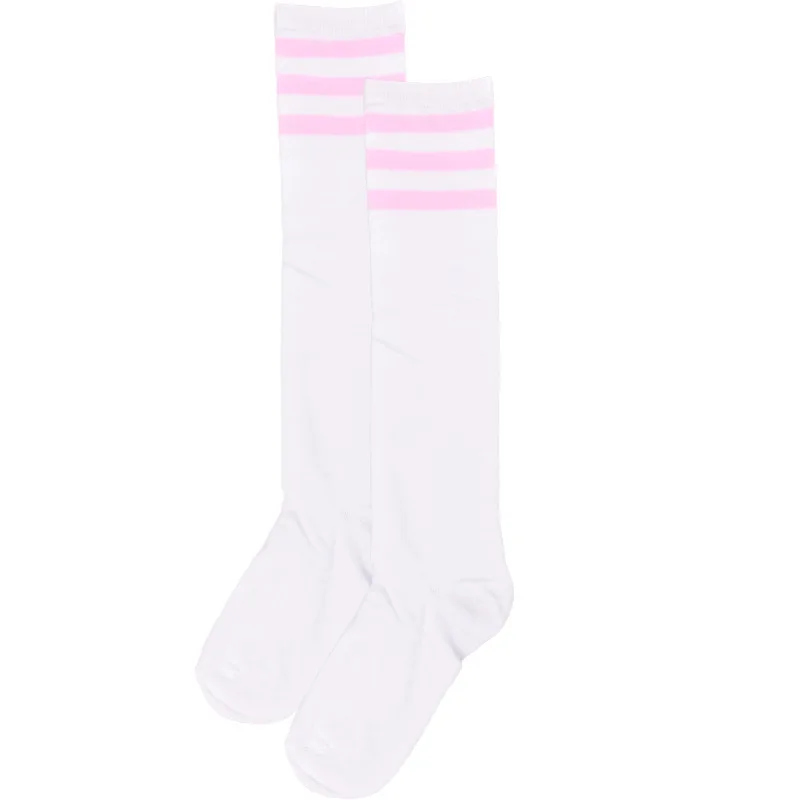 Women's Knee High Socks Streewear Harajuku Cheerleaders Black White Three-Line Striped Letter Fashion Dress Sock