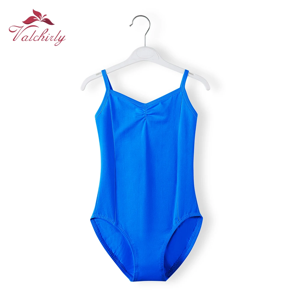 Kids Cotton Ballet Bodysuit Leotard Blue Girls Ballerina Dance Costume Clothing