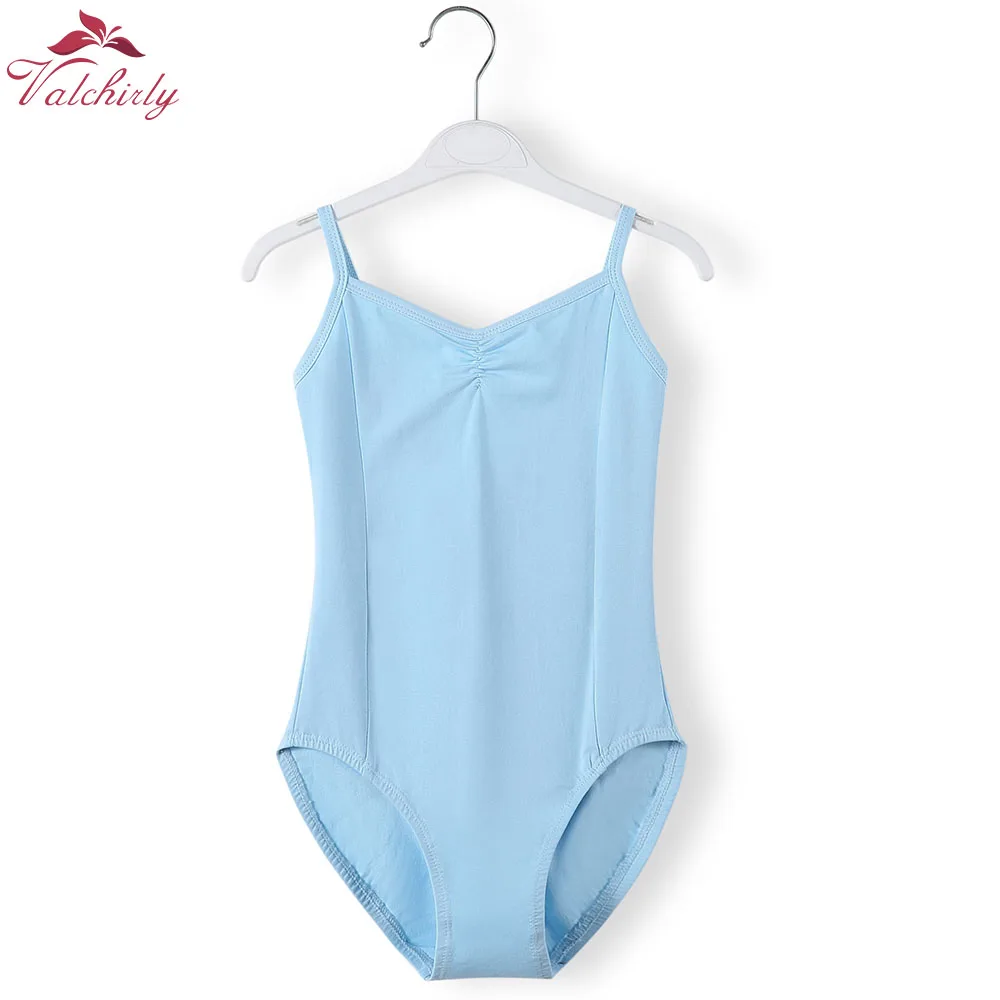 Kids Cotton Ballet Bodysuit Leotard Blue Girls Ballerina Dance Costume Clothing
