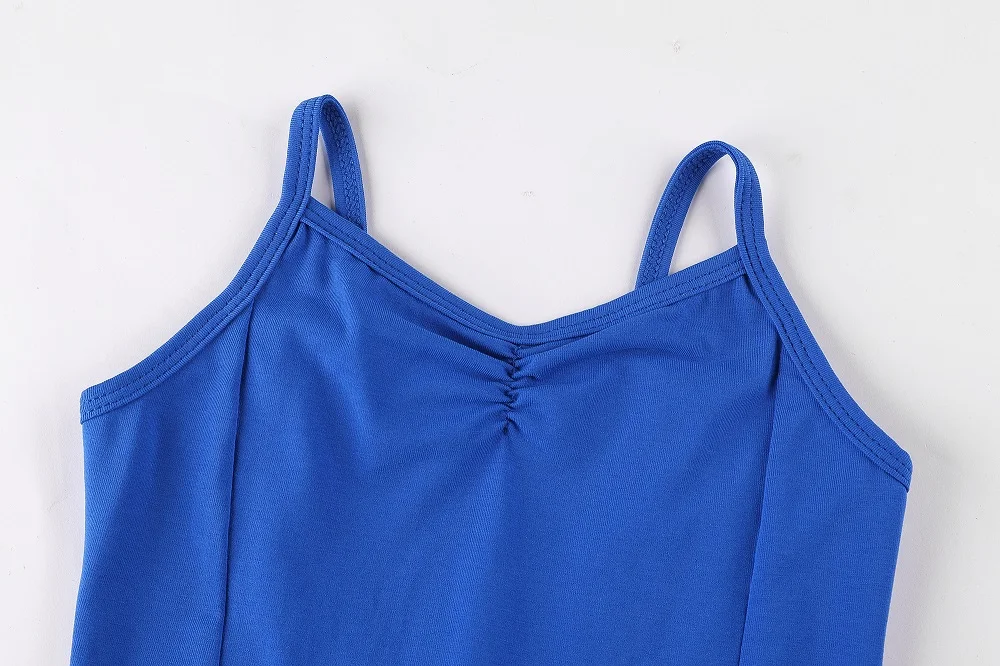 Kids Cotton Ballet Bodysuit Leotard Blue Girls Ballerina Dance Costume Clothing