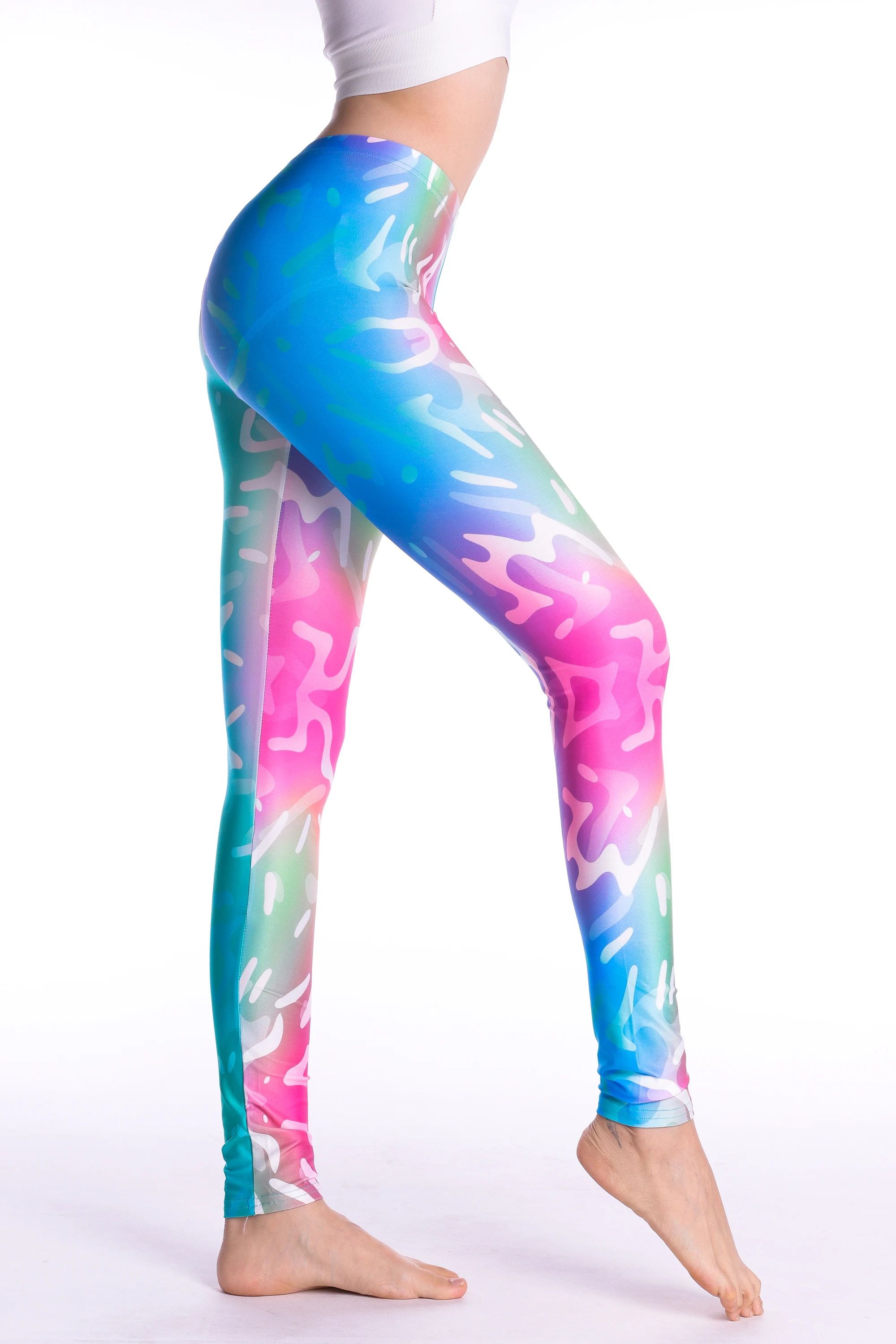 Women Leggings High Waist Cartoon Comic Beauty Print Trousers Soft Female Casual Elastic Pant