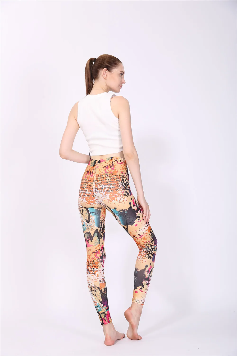 Women Leggings High Waist Cartoon Comic Beauty Print Trousers Soft Female Casual Elastic Pant