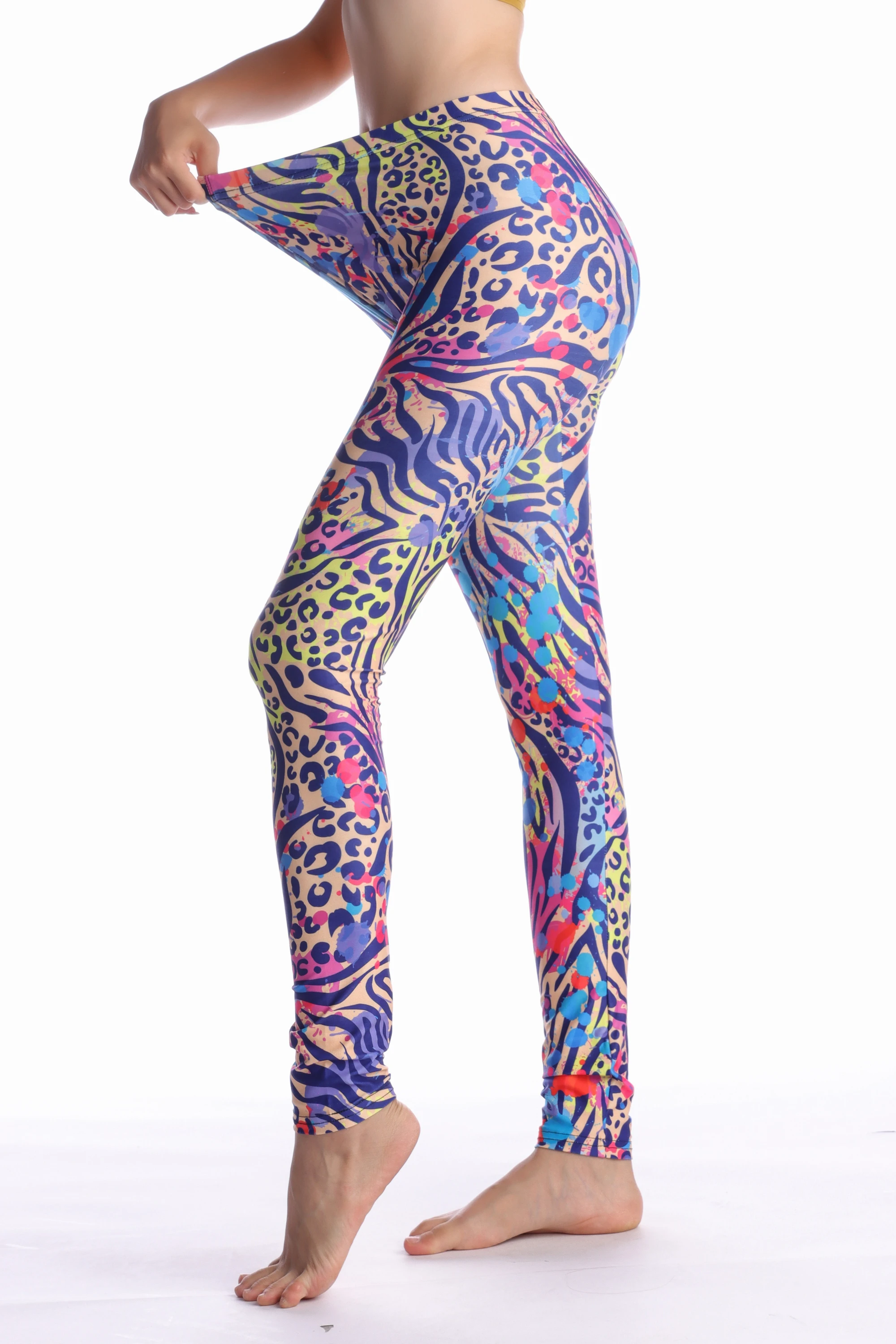 Women Leggings High Waist Cartoon Comic Beauty Print Trousers Soft Female Casual Elastic Pant