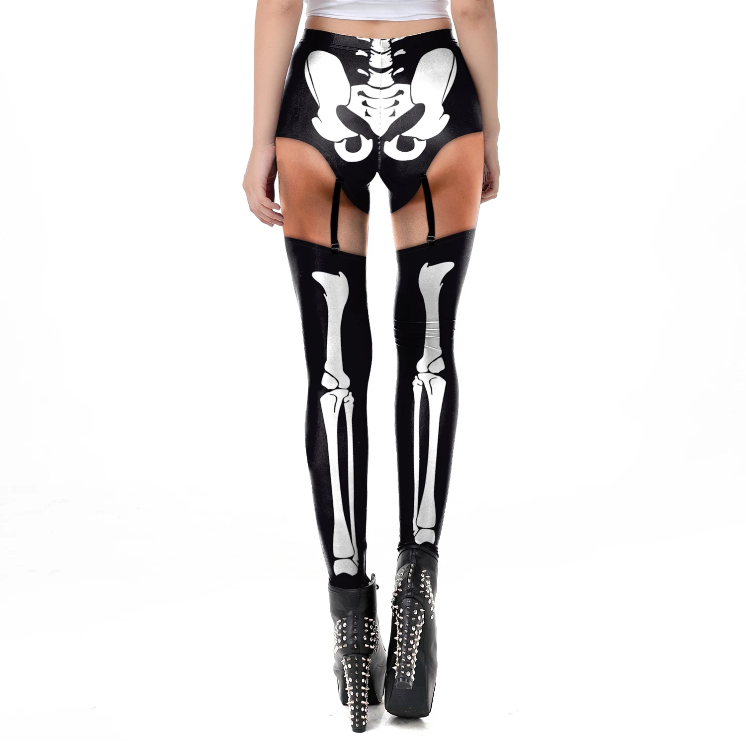 VIP FASHION Skeleton Women Leggings Cosplay Sexy Elastic Skinny Pants Holloween Costume 3D Printed Workout Fitness Leggings
