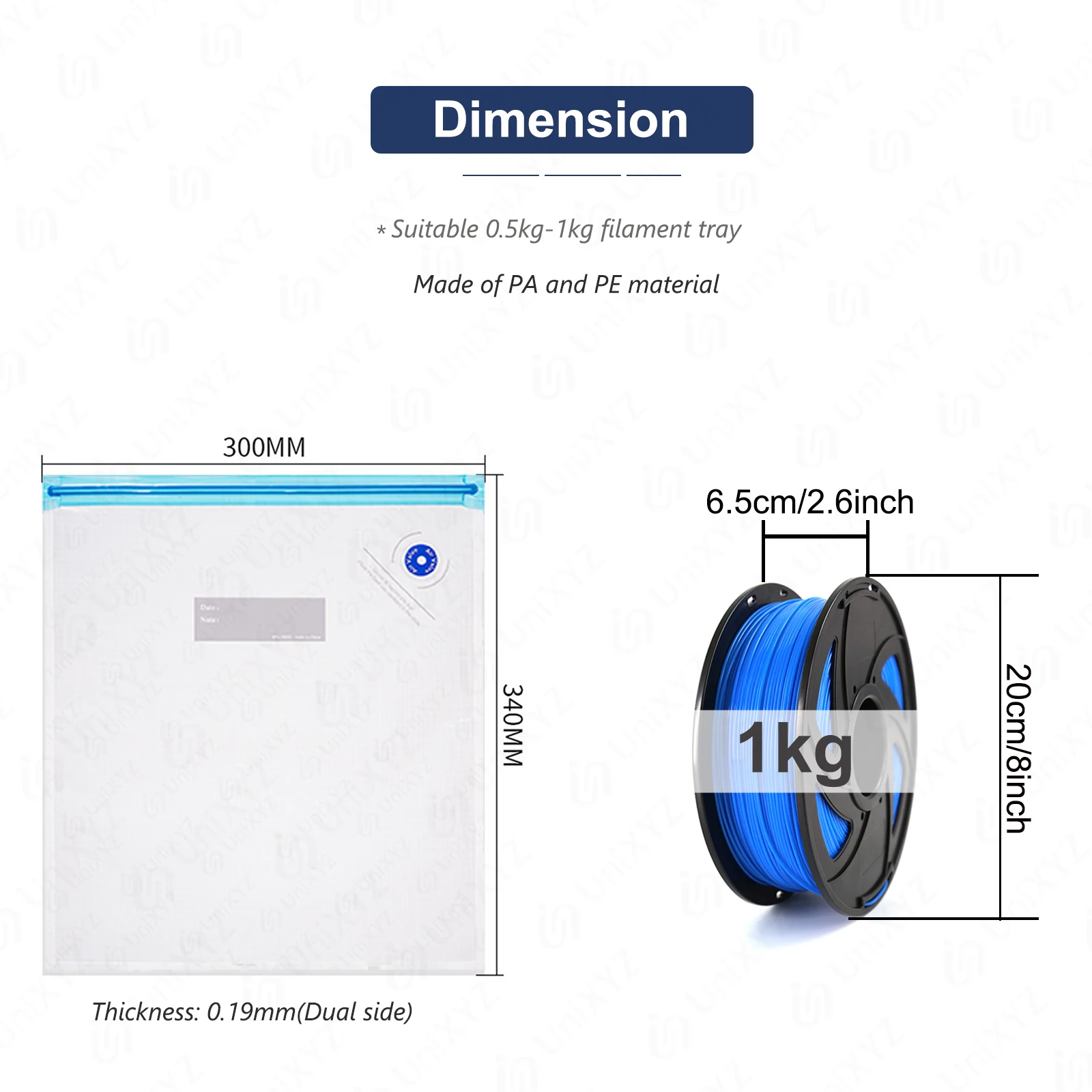 3D Printer PLA ABS TPU PETG 1kg Filament Vacuum Storage Bags Keep Material Dry Avoid Moisture Consumable Safekeep Filament Bag