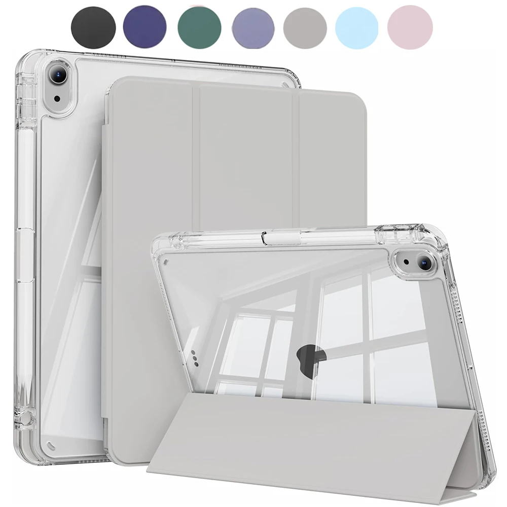 Case for iPad 5 6 7 8 9 10 11 Air 1 2 3 4 5 6 7 Mini 6 7 PC Matte Clear Transparent Acrylic Back Shell Auto Wake/Sleep