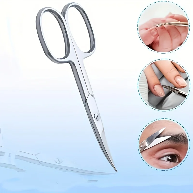 Professional Stainless Steel Eyebrow Scissors Sharp Blades for Precise Facial Hair Eyebrows Beard Nose Nail & Foot Manicure Tool
