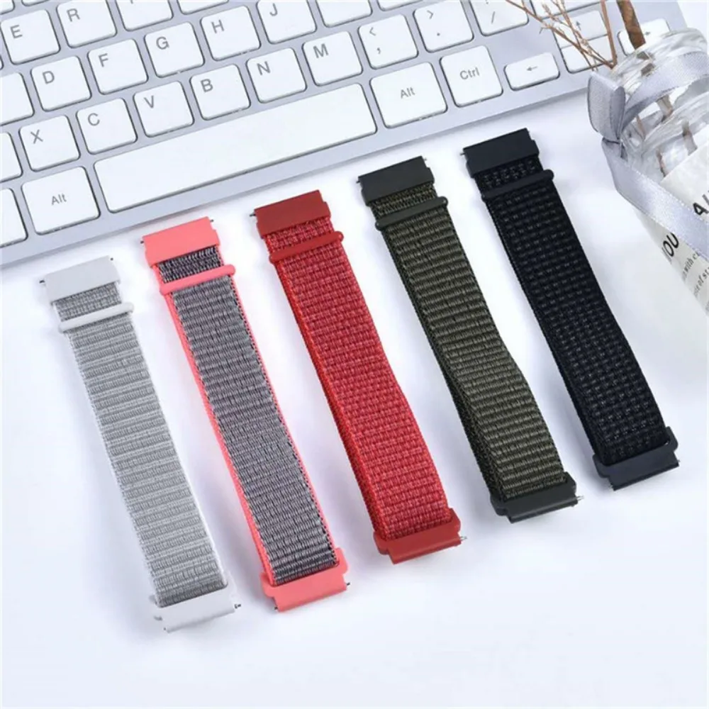 20mm 22mm Nylon Loop Strap For Garmin Forerunner 55 165 265 965 255 Active 5/Vivomove Trend/Vivoactive 5/Venu 3/2 Bracelet Belt