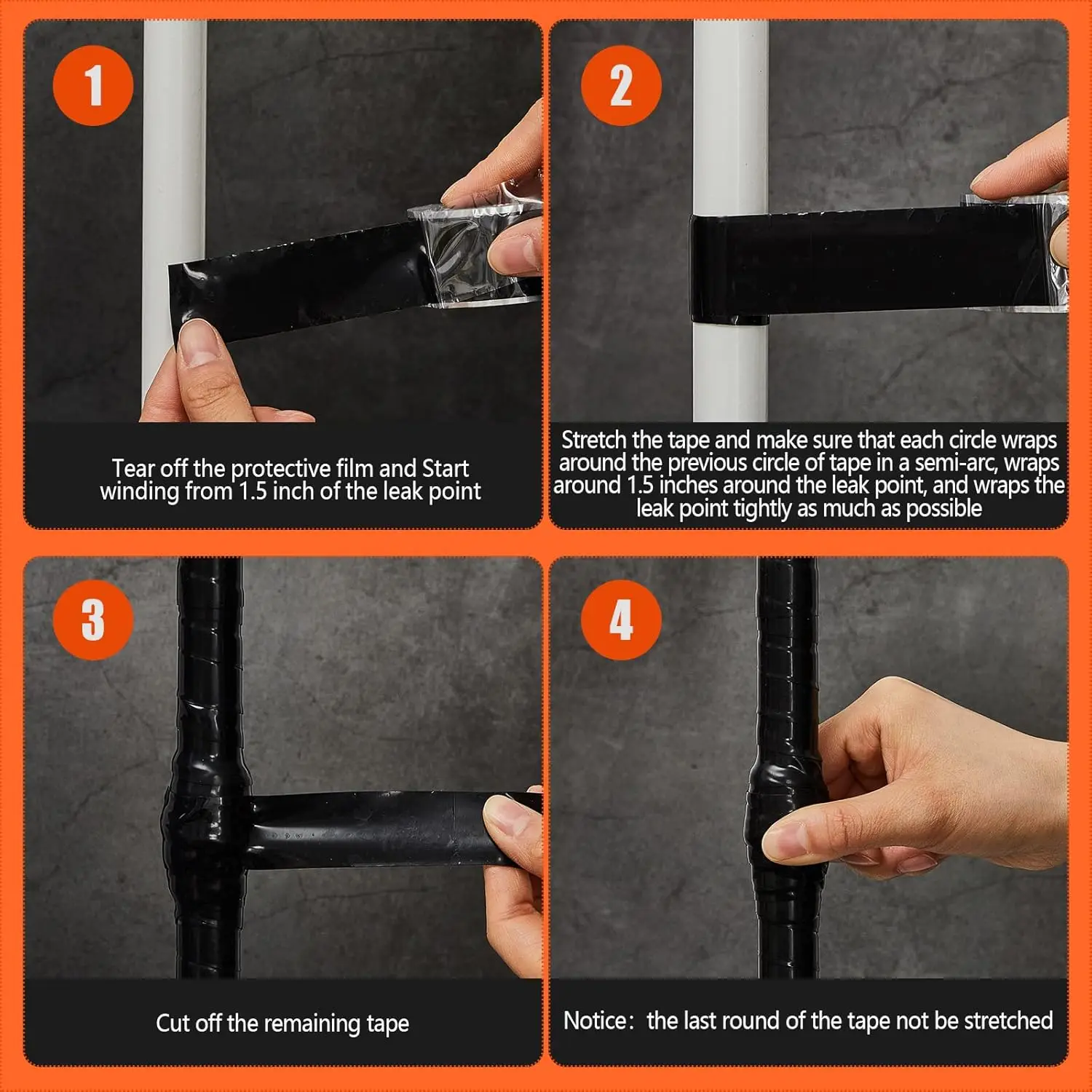 Multipurpose Waterproof Self Fusing Silicone Tape, for Pipe/Hose/Roof/Auto/Marine Leak Repair, High Temp Resistant, Strong Seal