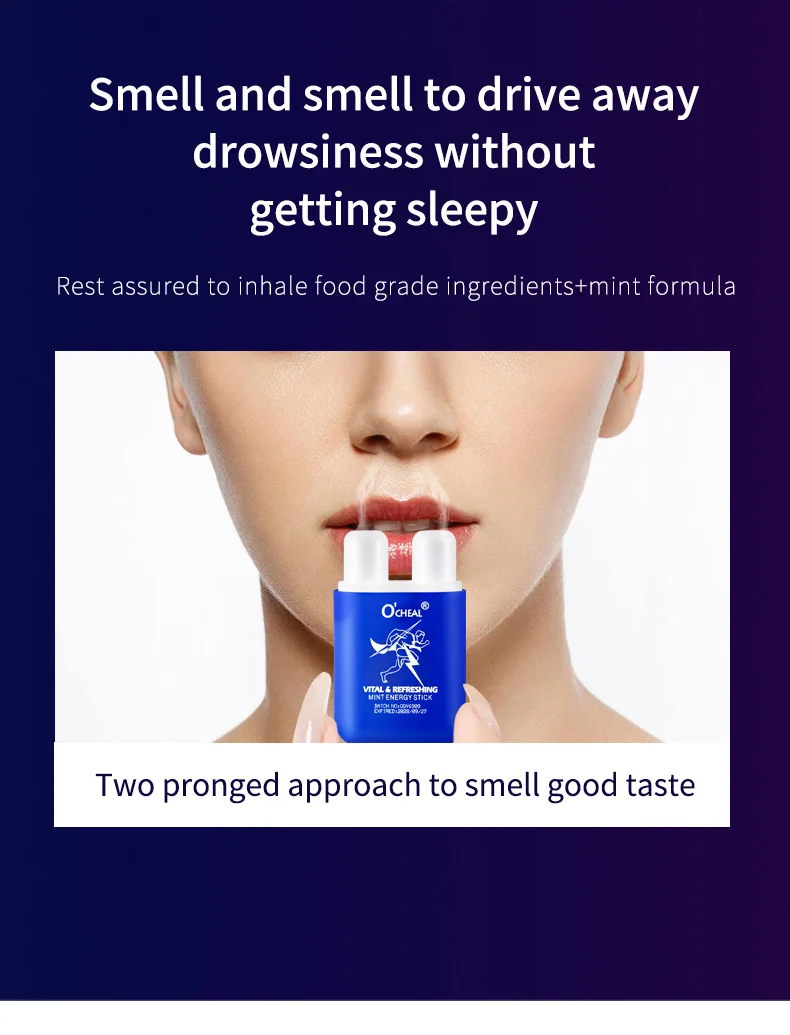 O'cheal Energy Stick Double Hole Energizing Energy Bar Fresh Mint Scent Refreshing Fatigue Relief Inhaler Energy Vapors Stick