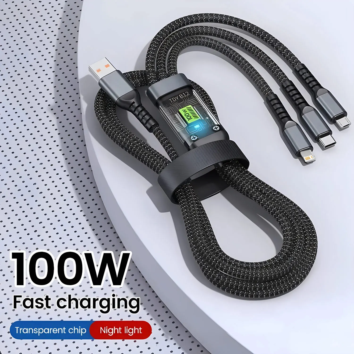 3 in 1 100W USB A Cable Fast Charging Micro USB Data Cord Phone Charger Quick Charge Cable For iPhone Samsung Xiaomi Huawei