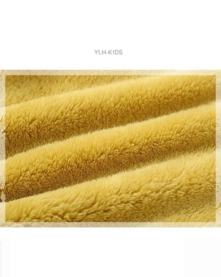 Solid Color Fashion Children Plush Coat Autumn Winter Warm Baby Girl Boy Casual Jacket Greatcoat Kids Clothing Toddler Outerwear