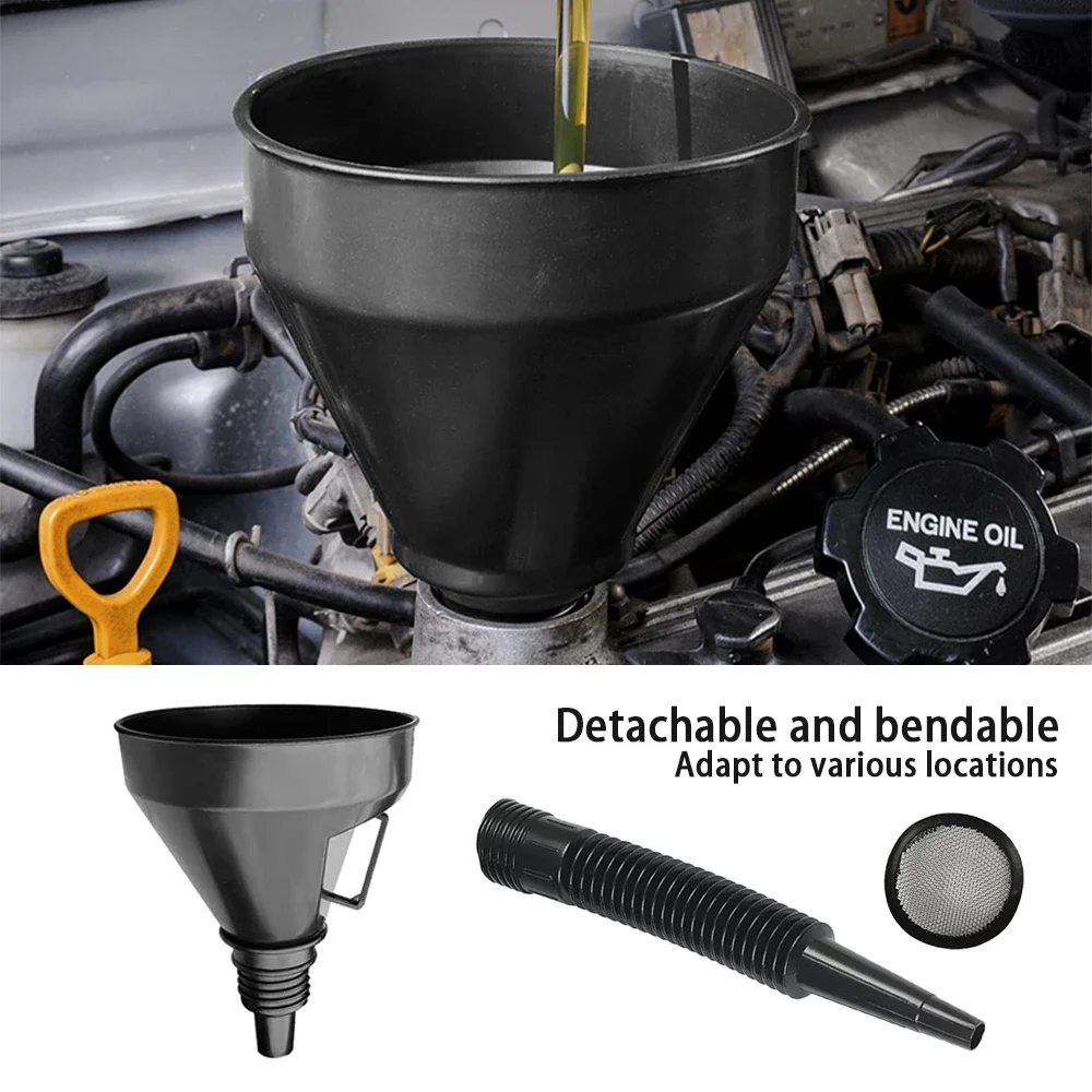 Engine Refueling Funnel with Filter for Car Motorcycle Truck Oil Gasoline Filling Strainer Extension Pipe Hose Funnels Tool