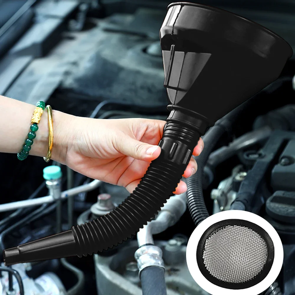 Engine Refueling Funnel with Filter for Car Motorcycle Truck Oil Gasoline Filling Strainer Extension Pipe Hose Funnels Tool
