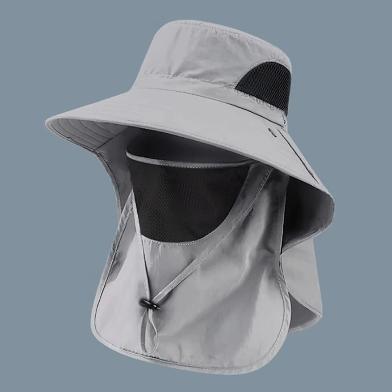 Summer Sun Hats UV Protection Outdoor Hunting Fishing Cap For Men Women Hiking Camping Visor Bucket Hat Neck Flap Fisherman Hat