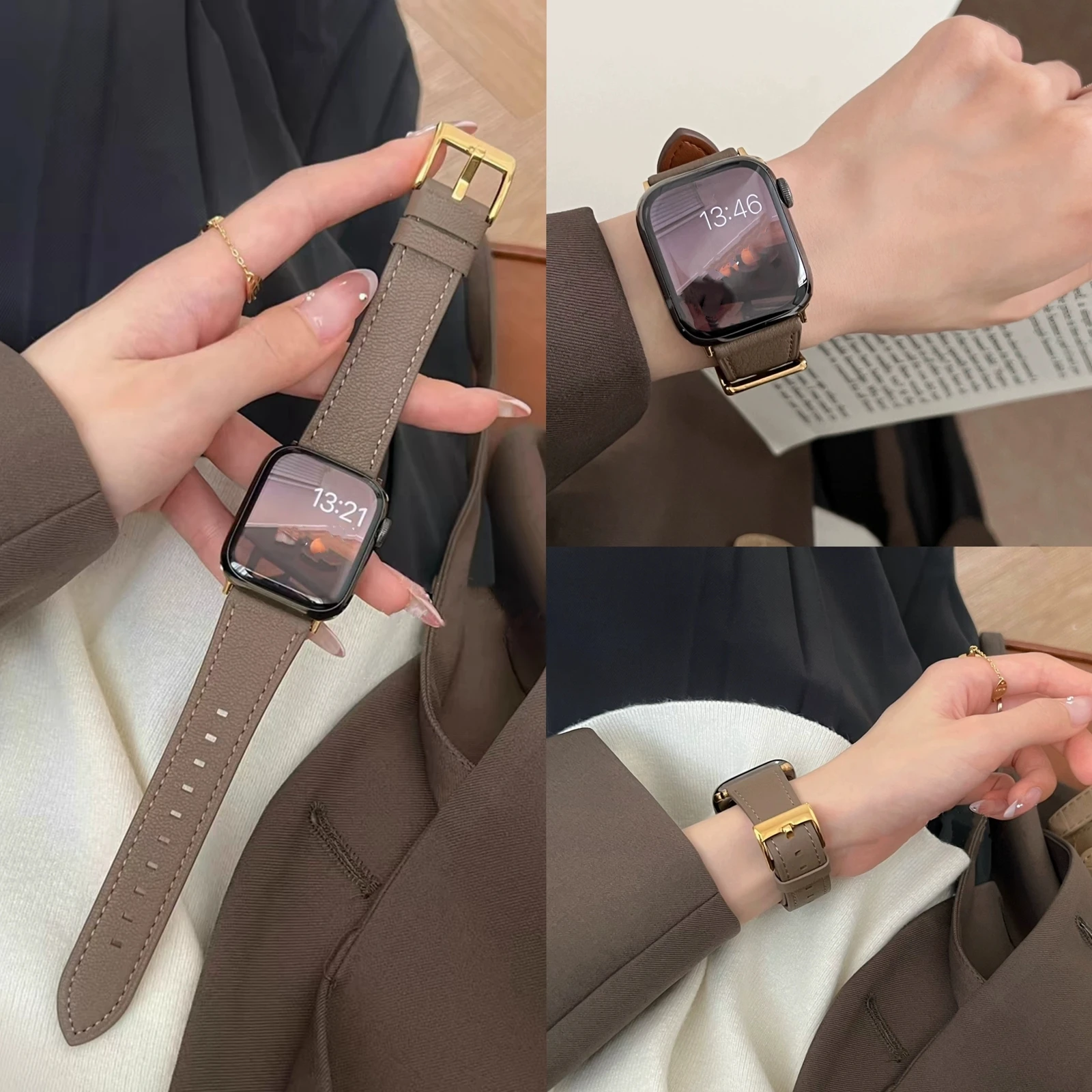 Leather Loop For Apple Watch Band For Women Sport Correa 38mm 40mm 41mm 42mm 44mm 45mm 46mm 49mm , Strap For IWatch